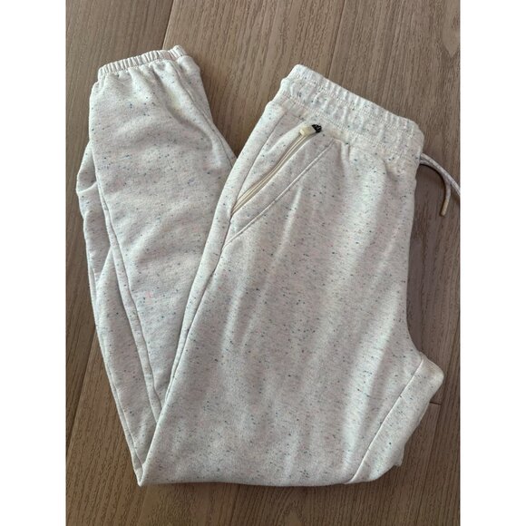 Athleta Girl M/8-10 White Speckled Jogger Sweatpants With Elastic Waist & Drawst - Picture 2 of 4